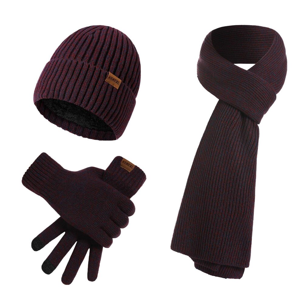 9132 winter thickened hat, scarf, and touchscreen gloves set and , suitable